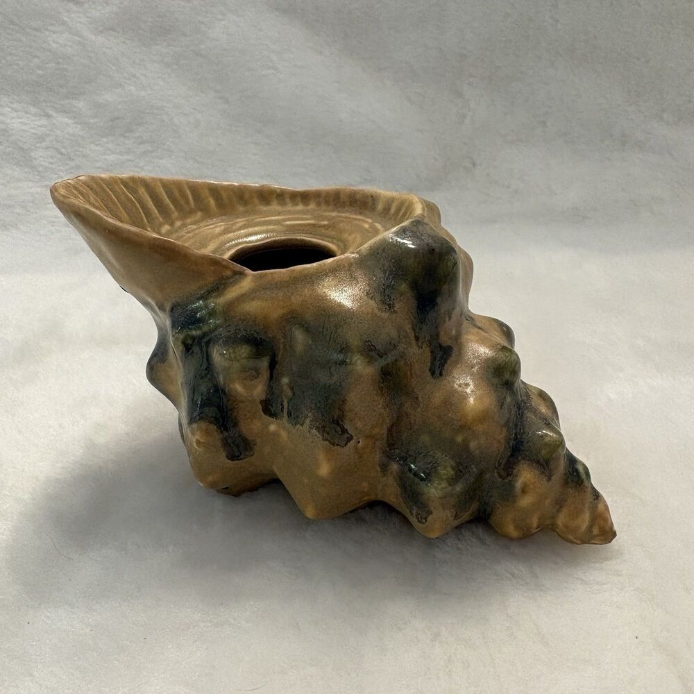 Vintage Aroma Lite Shell Bud Vase/Oil Candle With Drip Glaze